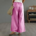 thumbnail image 4 of Lmnyox Women's Cotton Linen Lounge Pants Flowy Wide Leg Palazzo Pants Elastic Waist Casual Vacation Trousers with Pocket, 4 of 7