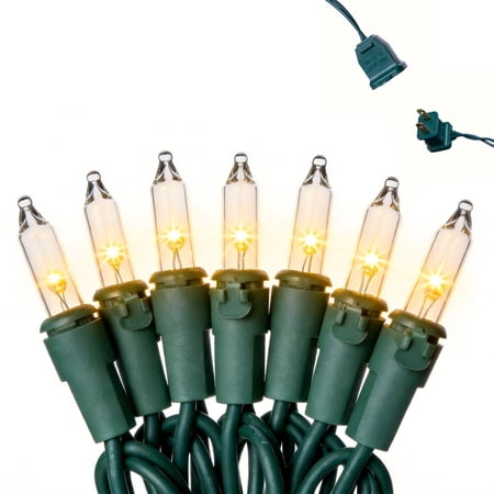 RESNICE Mini Clear Christmas Lights 26ft 100LED Warm White Connectable Green Wire with Spare Fuses Bulbs for Outdoor Indoor Christmas Tree Patio Garden Holiday Party Home Decor