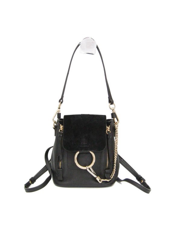 Pre-Owned Chloé Faye Mini Women's Leather,Suede Backpack,Handbag Black
