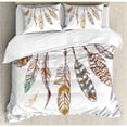 thumbnail image 3 of Ambesonne Feather House Authentic Graphic of Indian Old Hippie Spiritual Mysticism Icons Image Duvet Cover Set, 3 of 3