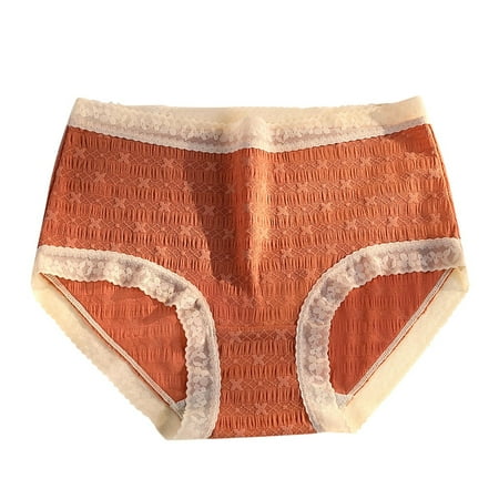 

ZMHEGW 3 Pack Women Panties Seamless Lace Mid Waist Seamless Breathable Comfortable Cotton Crotch Briefs Underwear