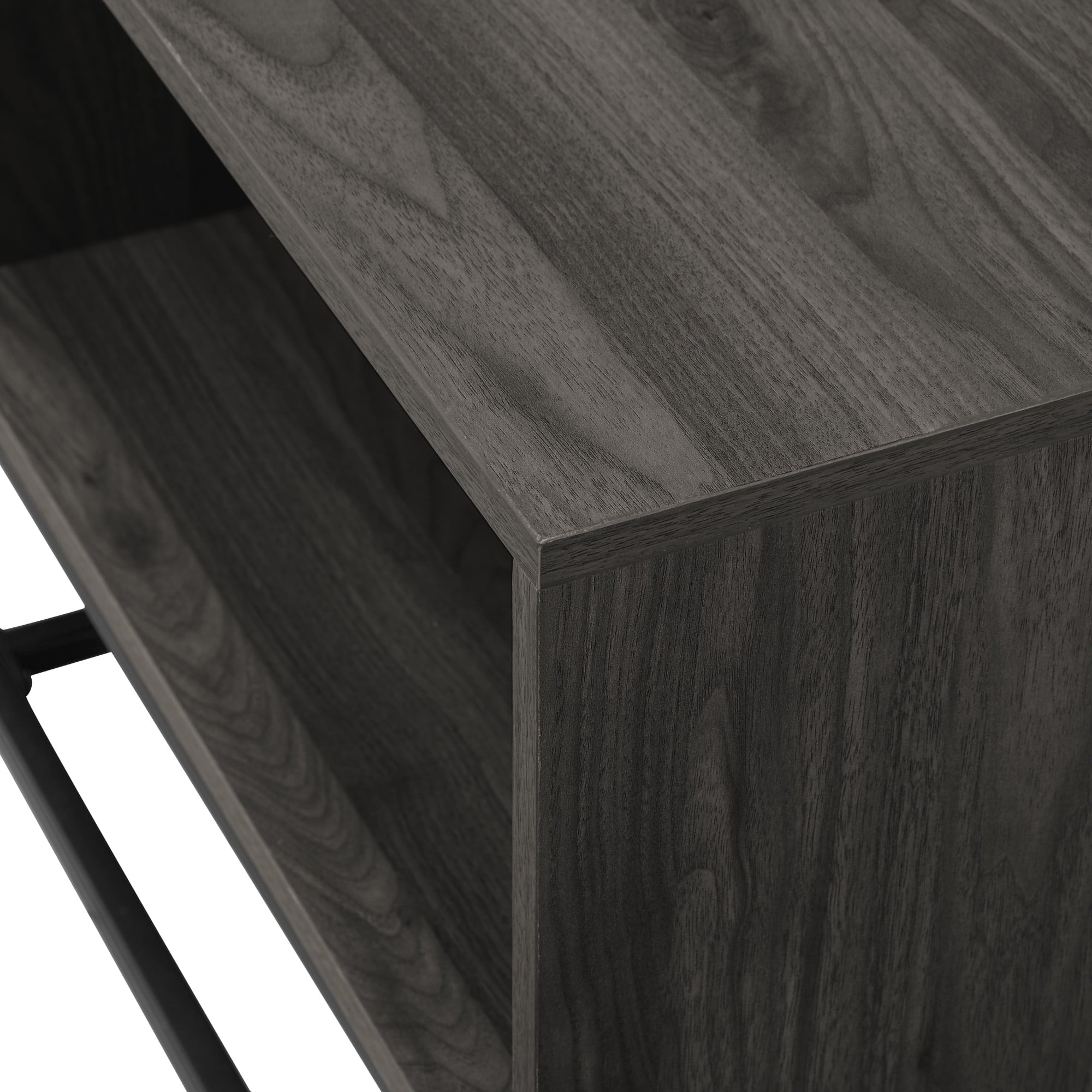 Niantic Modern Slat Door Storage Coffee Table, Slate Grey