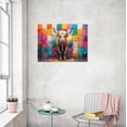 thumbnail image 4 of HFDF Highland Cow Wall Art Abstract Oil Painting Style Animals Painting Canvas Prints Artwork Modern Colorful Highland Cattle Posters Living Room Bedroom Decor Ready to Hang- 24x16inch Framed, 4 of 6