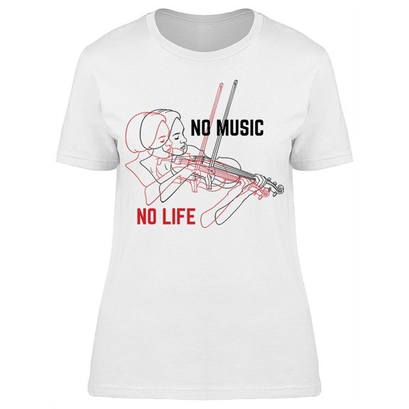 No Music No Life Double Sketch T-Shirt Women -Image by Shutterstock, Female Large