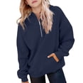 thumbnail image 2 of SUXIAN Girls Hoodie Half Zip Long Sleeve Pullover Casual Loose Pocket Design Soft Cozy Kids Girls Hoodies 11-12 Years, 2 of 7