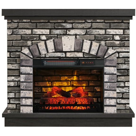 SinCiDo Electric Fireplace with Mantel for 42" TV Stand, Floor Standing Electric Indoor Fireplace