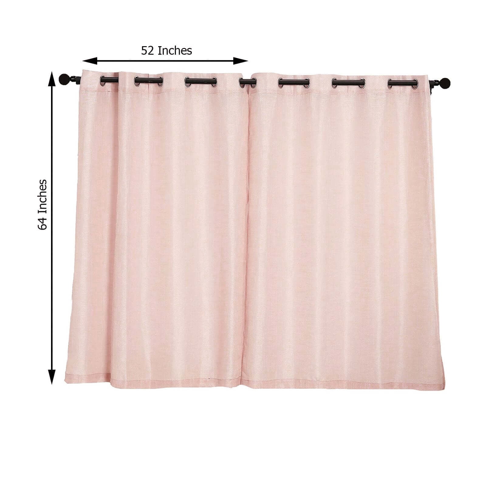 Efavormart Pack of 2 52"x64" Rose Gold Faux Linen Curtains, Semi Sheer Curtain Panels with Chrome Grommet for Living Room Home Decor Window Privacy Linen Textured Drapes