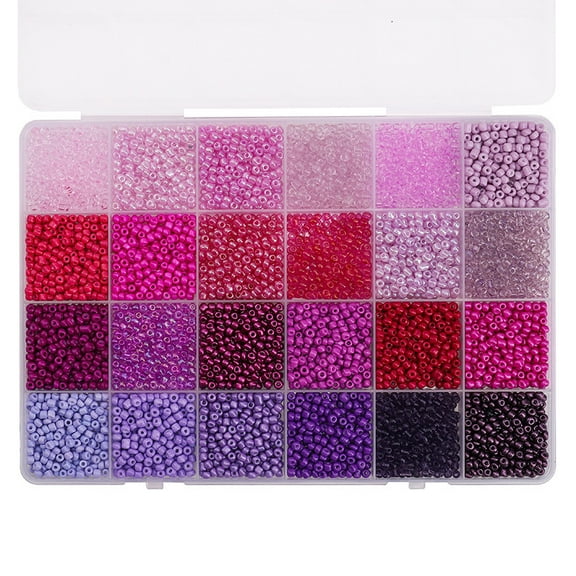 XmhyTop-A Rice Bead Box Set, 5200pcs 3mm Glass Seed Beads - Colorful Mixed Beads for Jewelry Making, DIY Crafts Embroidery Bead Assortment, Handmade Materials Jewelry Making Supplies,Purple
