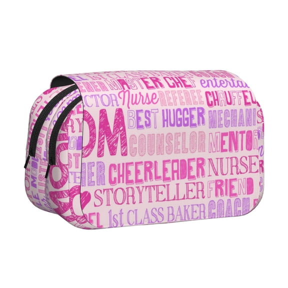 Kdxio Best Mom ever for Double Compartment Pen Case Oxford Organizer with Zipper Pockets for Students Artists