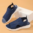 thumbnail image 4 of Sandals For Women 2025 Wedge Heel Open Toe Elastic Ankle Straps Breathable Shoes Summer Casual Hollow Breathable Sport Sandals Dark Blue 41, 4 of 9