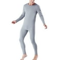 thumbnail image 2 of dzxyzu Long Johns Thermal Underwear for Men Fleece Lined Base Layers Set for Cold Weather Casual Solid Fleece Lined Plus Velvet Top Pants Bottoming Suit -Dark Gray, 2 of 5