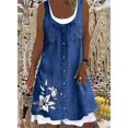 thumbnail image 1 of Women's A-Line Dress Sleeveless Spring Summer Casual Patchwork Print Knee Length Dress Fashion 3D Printing Denim Print Dress8XL Gao Jinjia LED, 1 of 2