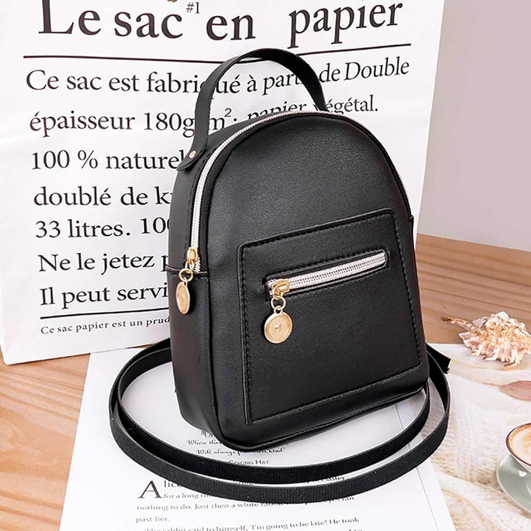 black faux leather backpack with pockets Hiding Out In This cute backpack is a suitable for women Black Leather Backpack Polyurethane Material