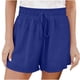 thumbnail image 2 of ICHUANYI Clearance Women's Fashion Solid Color Casual Wide Leg Loose High Waist Lace-Up Shorts Pants(Blue, M) ICHUANYI WER2023080707547, 2 of 7