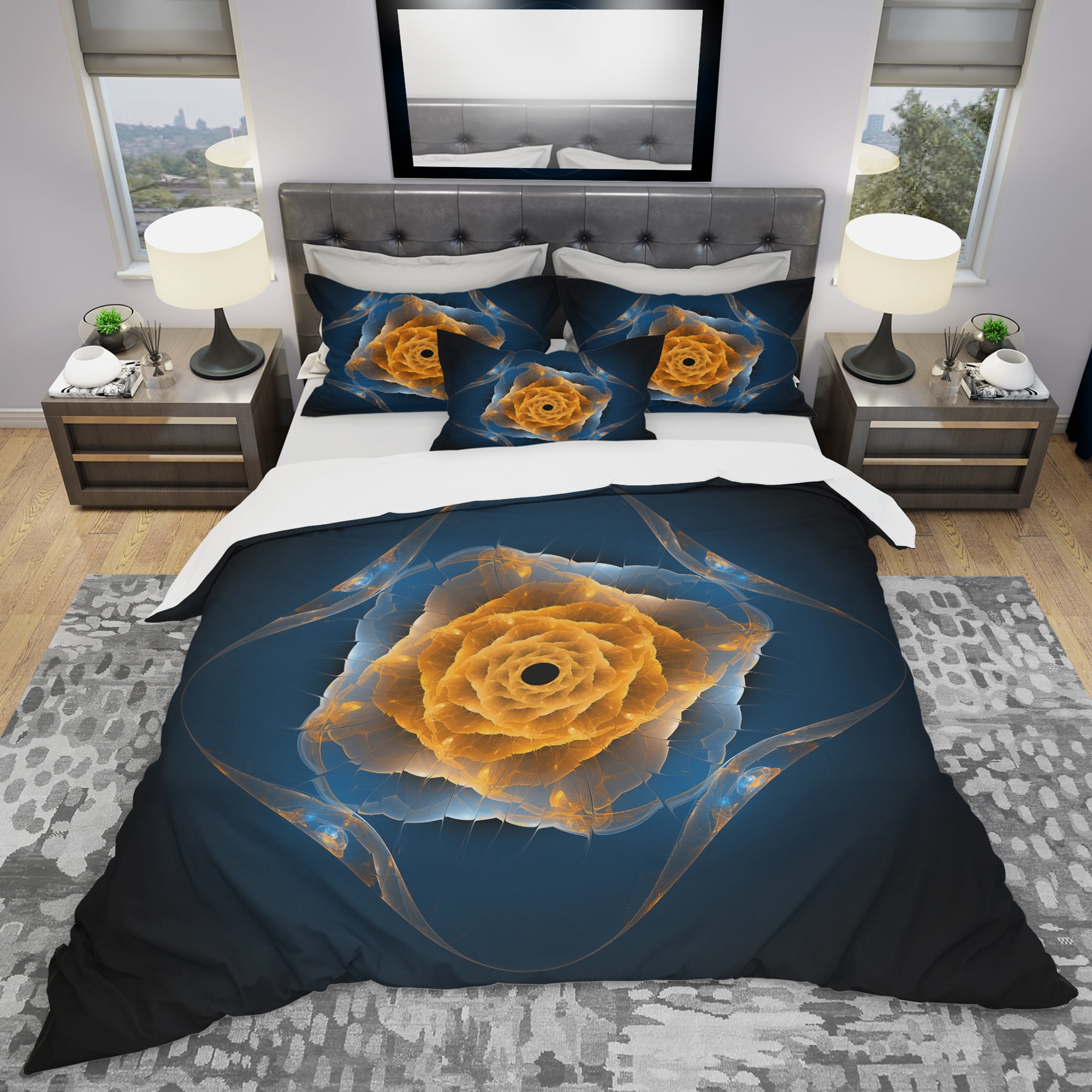 Designart 'Blue Nautilus Shell Pattern' Modern & Contemporary Duvet Cover Set