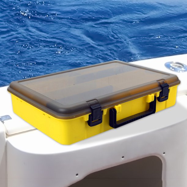 Caja de pesca de carpa de doble capa Caja de aparejos de pesca para artes de pesca (Amarillo)