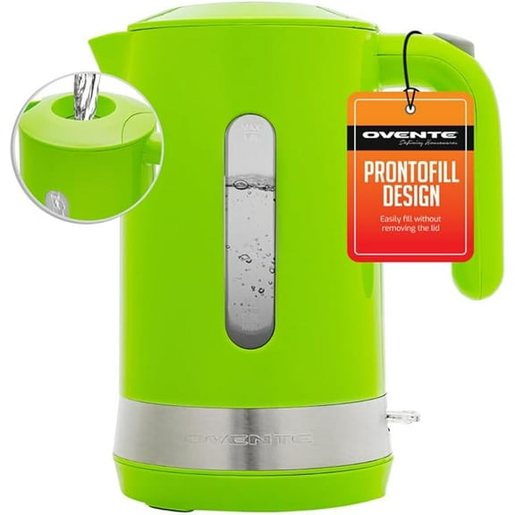 OVENTE Electric Kettle Hot Water Heater 1.8 Liter - BPA Free Fast Boiling Cordless Water Warmer - Auto Shut Off Instant Water Boiler for Coffee & Tea Pot - Green KP413G