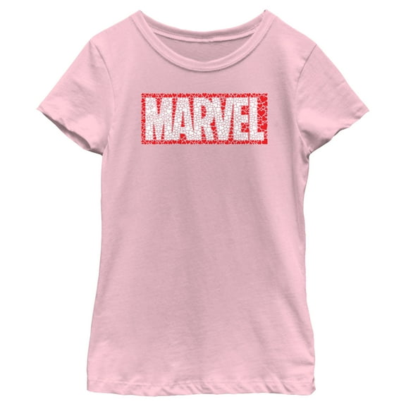 Girl's Marvel Heart Fill Logo  Graphic Tee Light Pink X Large