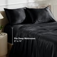 thumbnail image 6 of Bare Home Luxury Poly Satin Sheet Set for Hair and Skin, 15” Deep Pockets, Twin, Black, 6 of 10