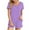 Purple, variant on Fashion 2 Piece Sets for Women Summer Plus Size Striped Casual Home Two-piece V-neck Top With Pocket Shorts Set