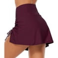 thumbnail image 3 of Attraco High Waisted Swim Skirt For Women Split Sporty Drawstring Skirted Swim Bottom with Built-in Panty, 3 of 8
