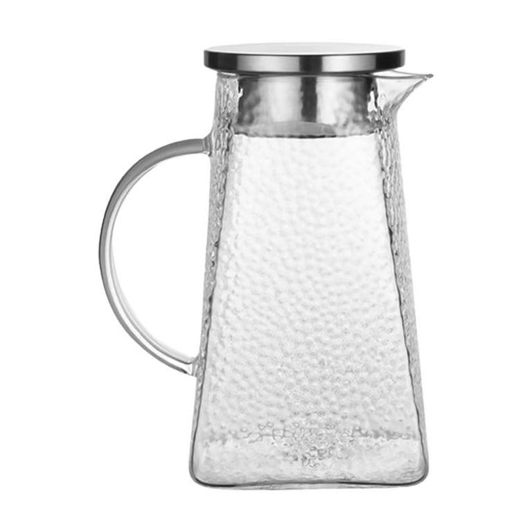 Nuolux Pitcher Glass Jug Water Carafe Lid Tea Juice Beverage Fridge Dispenser Milk Iced Drink Ice Gallon Serving Container, Size: 21X11.5M