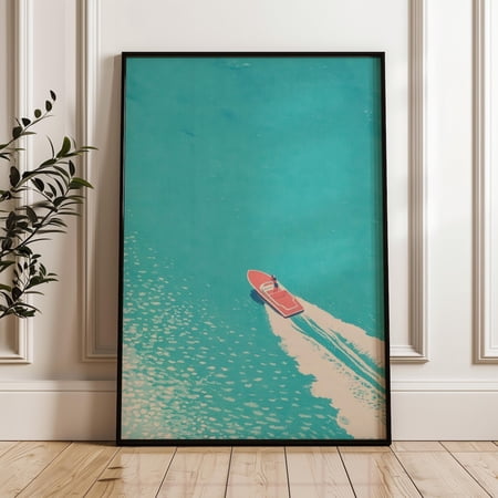 Speedboat On Turquoise Water Aerial Ocean Poster