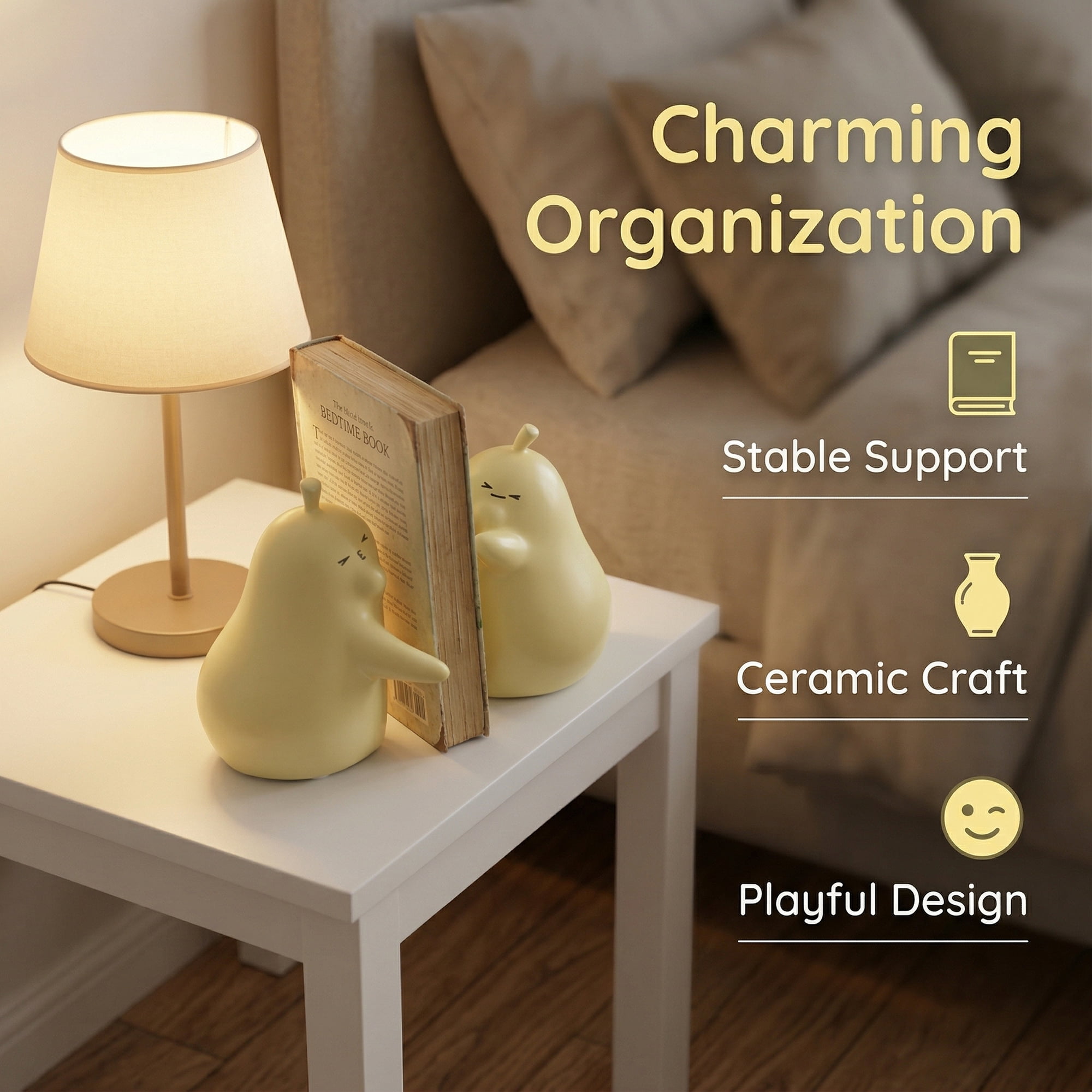 Unique Bargains Expandable Animal Figurine Bookends with Compartments Home 2 Pcs Yellow