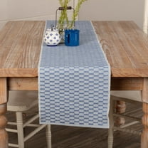 VHC Brands Farmhouse Tabletop & Kitchen-Chandler Blue Ribbed Runner, 13x72