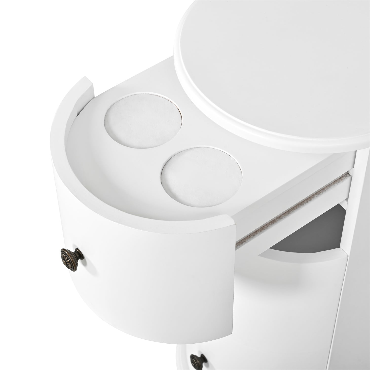 Hommoo Modern End Table with Hidden Dual Cup Holders, Built-in Charging Station, Pull-Out Side Table & 2 Deep Storage Drawers, Space-Saving Bedside Table for Bedroom and Living Room, White