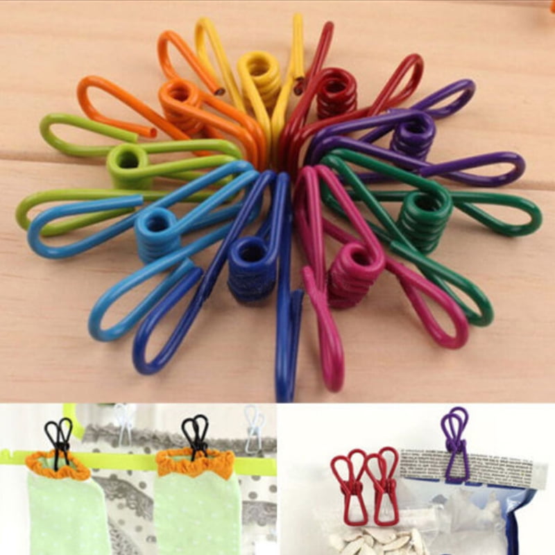 10Pcs Metal Clamp Clothes Laundry Hangers Strong Grip Washing  Pin Pegs Clips TO 
