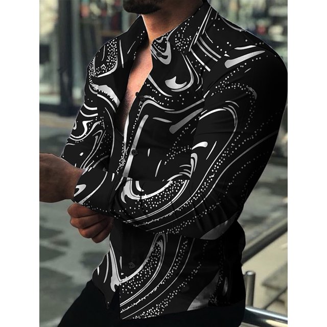 Patrón de camisa para hombre Patrón de camisa Puños estampados en 3D Ropa de manga larga con botones estampados en 3D para uso diario y festivo