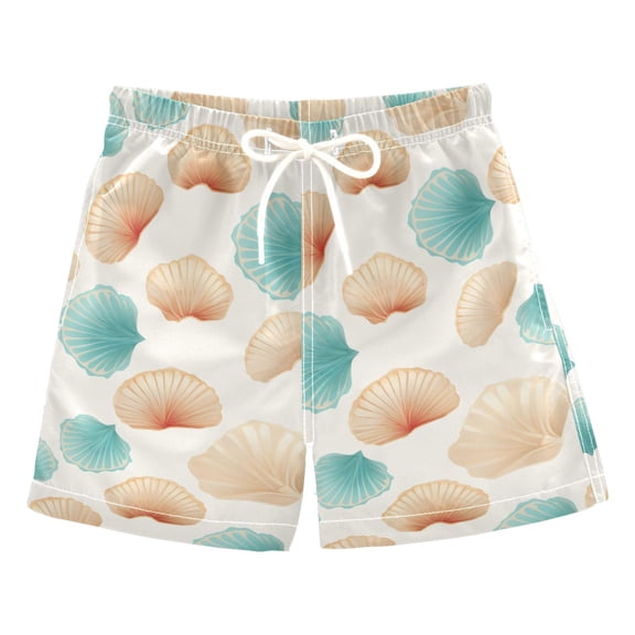 joogoo Boys Swim Trunks Retro Sea Shell Beach Board Shorts Drawstring Swimsuit 4T