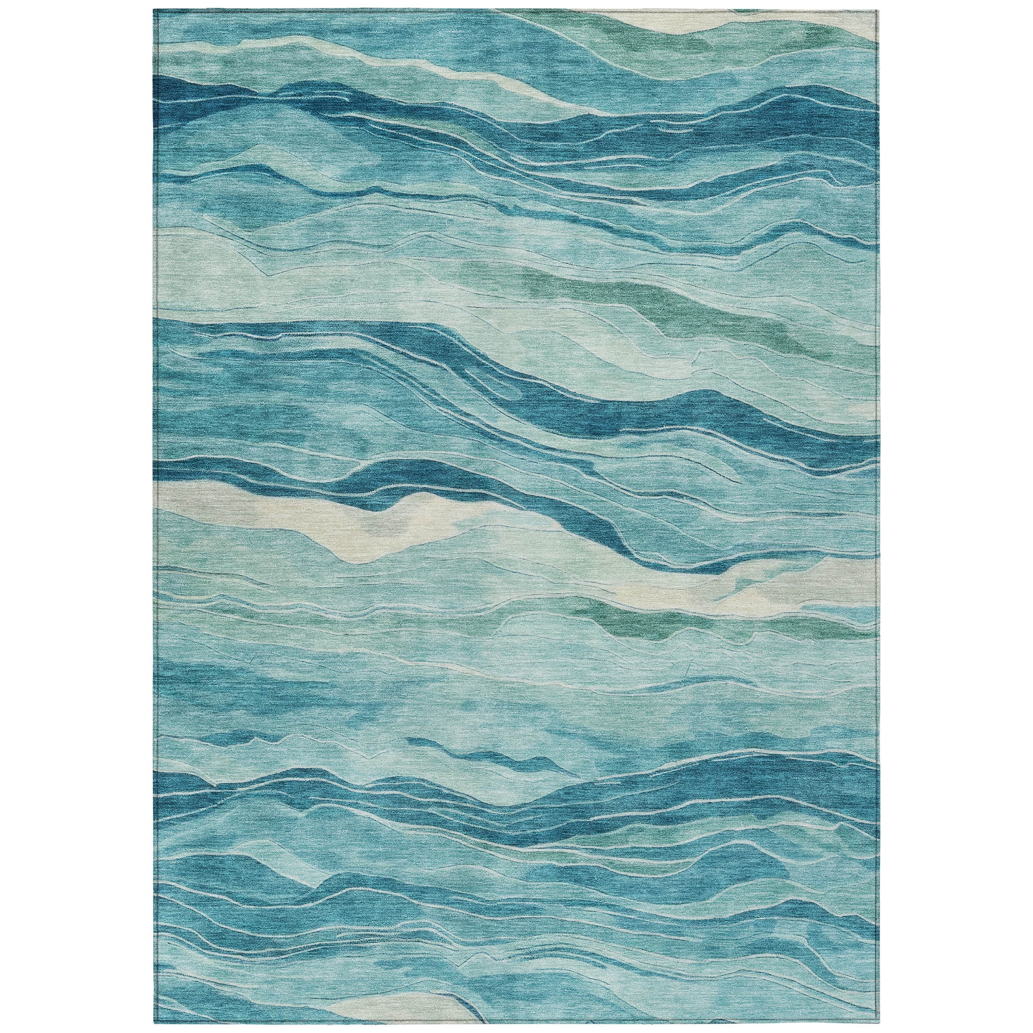 Addison Rugs Chantille Indoor/Outdoor Transitional Geometric, Abstract Turquoise Washable Rectangle Rug, 10' x 14'