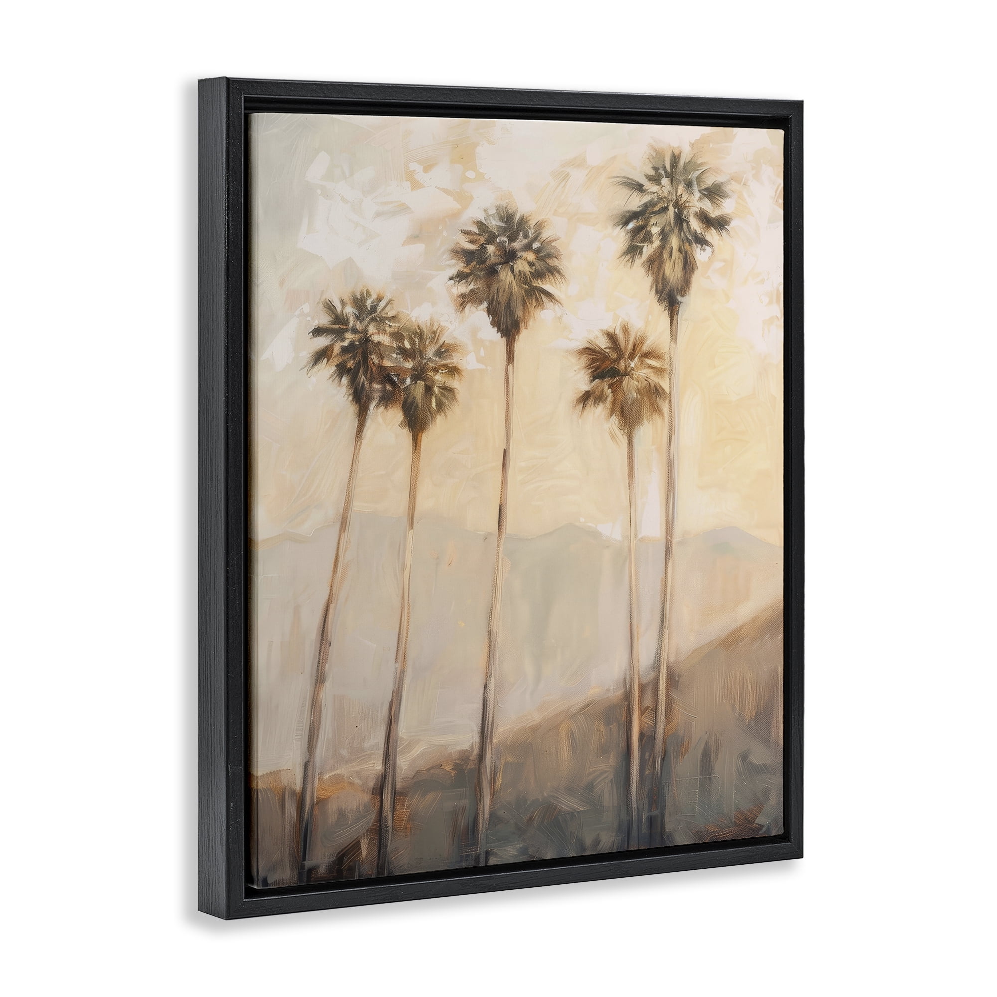 Stupell Industries SoCal Sunny Palm Trees Landscape & Nature Painting Black Floater Framed Canvas Art Print Wall Art, 25 x 31