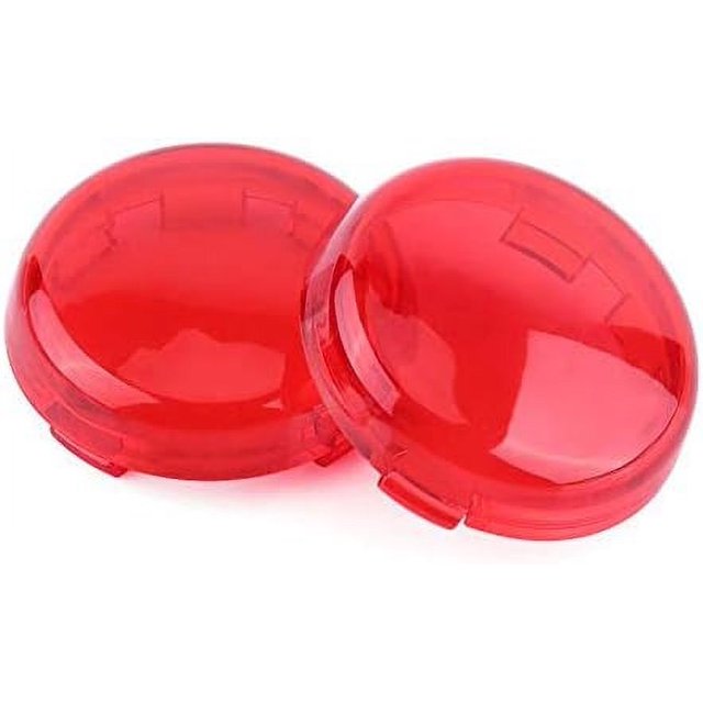 4 lentes de señal de giro para motocicleta (rojo, 2.0 in), kit de cubierta de lente de luz de señal de giro con botón, cubierta de luz para motocicleta
