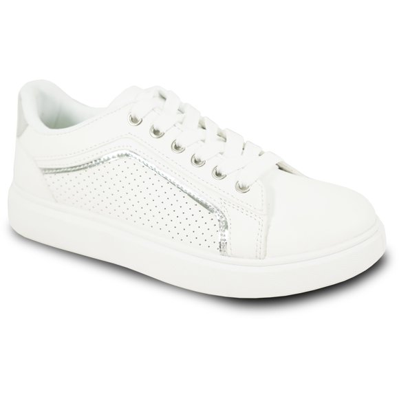 kozi Women Comfort Platform Fashion Sneaker Wedge Oxford Lace-up Shoe MG3275 with Removable Insole Silver Size 9.5