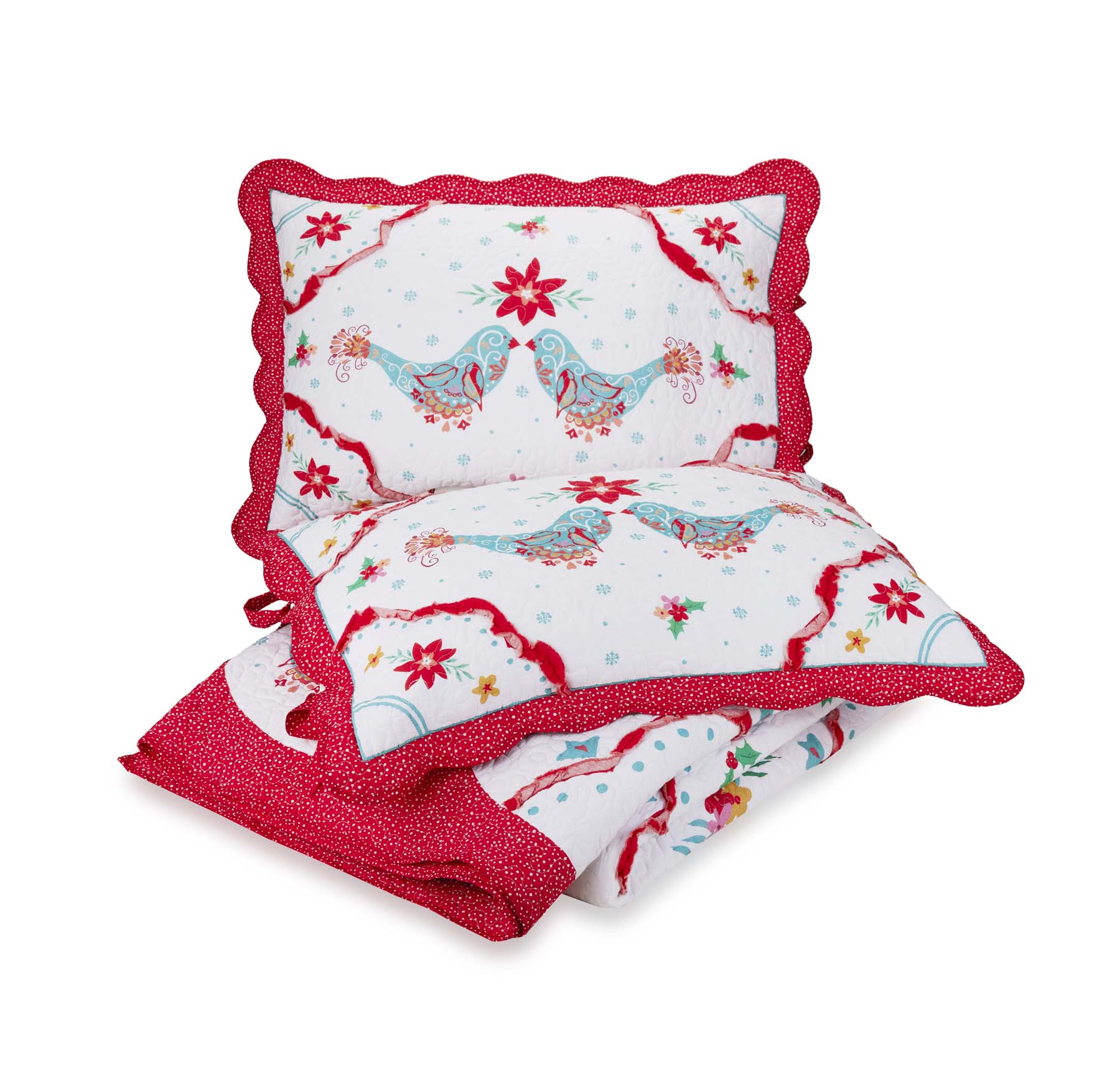 The Pioneer Woman Holiday Multi Cotton Maizie Bird 3-Piece Quilt Set, Full/Queen