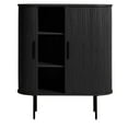 thumbnail image 2 of Unique Furniture Engineered Wood Rounded Sliding Door 39" Cabinet in Black Oak, 2 of 5