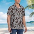 thumbnail image 2 of Lsque Brown Moose with Pinecones pattern Hawaiian Shirt for Men, Unisex Summer Beach Casual Short Sleeve Button Down Shirts-Small, 2 of 9