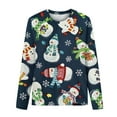thumbnail image 4 of Lolmot Long Sleeve Tops for Women, Plus Size Christmas Snowman Print Round Neck T-Shirt Funny Holiday Blouse Tunic Tops, 4 of 5