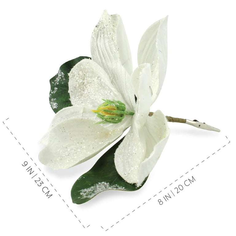 AuldHome Magnolia Floral Picks (3-Pack, White); Artificial Magnolia  Greenery Flowers for Christmas and Seasonal Decor