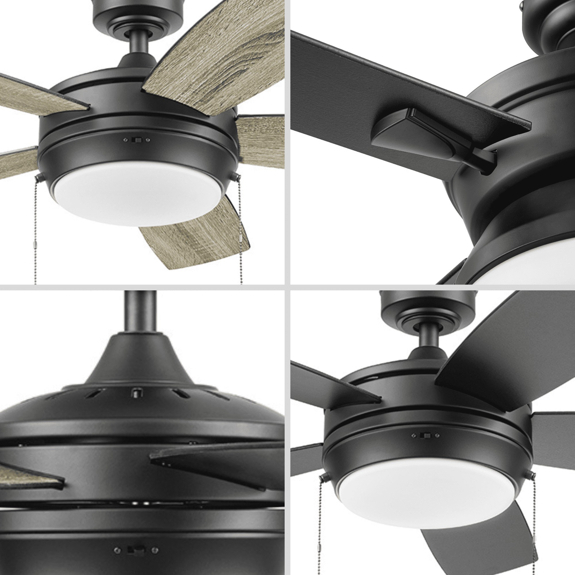 Better Homes & Gardens 42 in Matte Black Modern LED Dual Mount Indoor Ceiling Fan