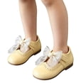 thumbnail image 2 of Gpaecead Girls Mesh Bow Mary Jane Shoes Soft Sole Non Slip Faux Leather Princess Dress Shoes For Toddler, Yellow, 2 of 8