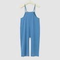 thumbnail image 6 of Sopiago Girls' Casual Sleeveless Jumpsuits Spaghetti Strap Overalls Girls Loose Romper Long Pants with Pockets Blue,9-10 Years, 6 of 7