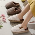 thumbnail image 4 of Cálidas zapatillas de algodón antideslizantes de suela gruesa con sensación de pisar mierda de EVA para mujer, zapatillas de algodón de felpa para parejas de interior de otoño e invierno, 4 of 5