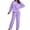 Purple, variant on Women's 2 Piece Long Sleeve Pajama Set Soft Polyester Pullover Top and Pants Cozy Solid Color Loungewear Sleepwear