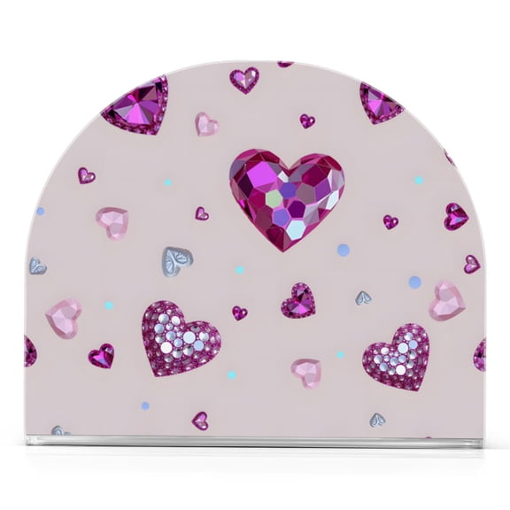 Ryvnso with Sparkling Hearts Pattern Acrylic Napkin Holder for Table Paper Kitchen Cocktail Tissue Dispenser