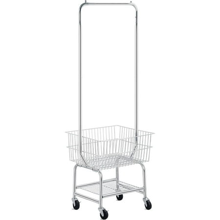

Bilot Rolling Laundry Bakset with Wheels Laundry Cart with Hanging Rack Metal Laundry Hamper Basket Butler Cart with Wheels and Wire Storage Rack Silver