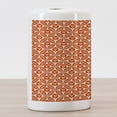 thumbnail image 3 of Geometric Ceramic Toothbrush Holder, Japanese Classic Floral Motif Interlocking Lattice Circles Pattern Design, Decorative Versatile Countertop for Bathroom, 4.5" X 2.7", Vermilion Cream, 3 of 4